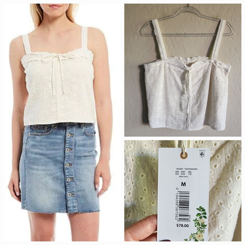 ⭐4/$20‎ Chelsea and Violet Eyelet Cropped Lace Tank Medium NWT